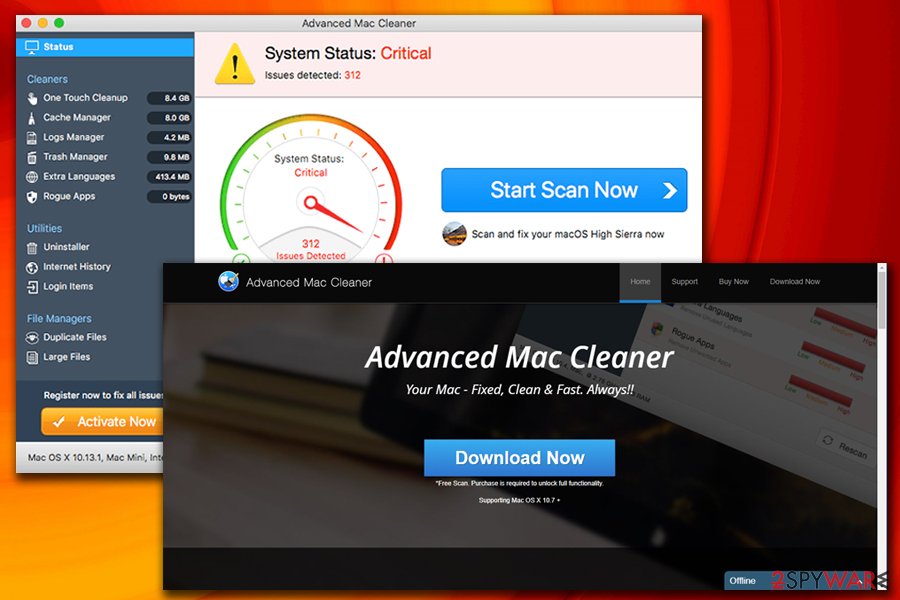 where does remove advanced mac cleaner come from